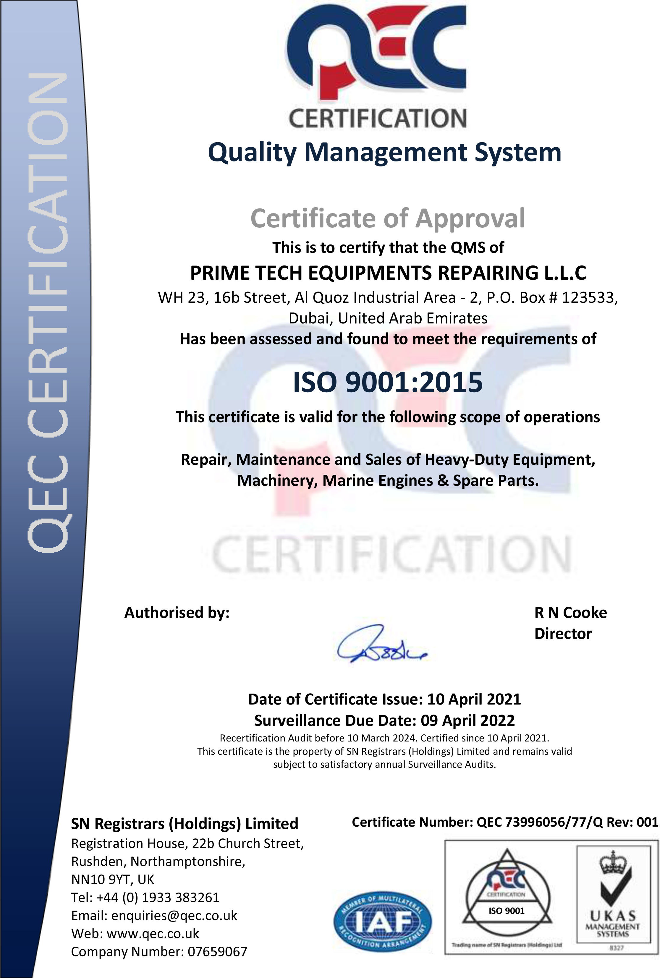 ISO Certificate
